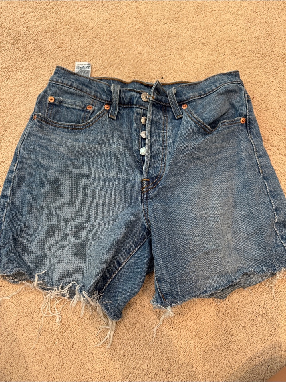 Levi's Distressed Blue Denim Cutoff Shorts